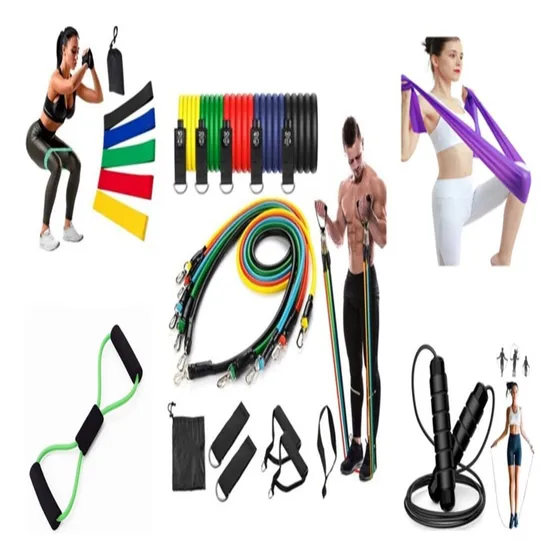 Acessórios Esportivos Kit 20 Itens Treino Leeboom Exercicios Elásticos Corda de Plar Faixa Elástica Mini Band 12níveis Primemix