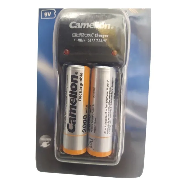 Kit Cargador + 2 Pilas Aa Recargables De 2000mah, Nuevo