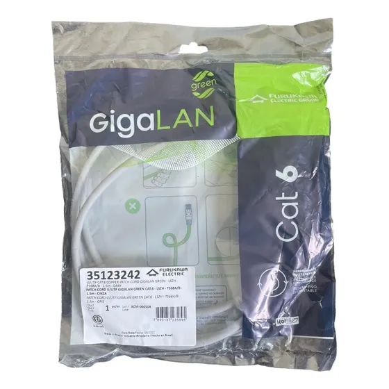 Patch Cord Cat6 1,5m U/utp Gigalan Furukawa Cinza