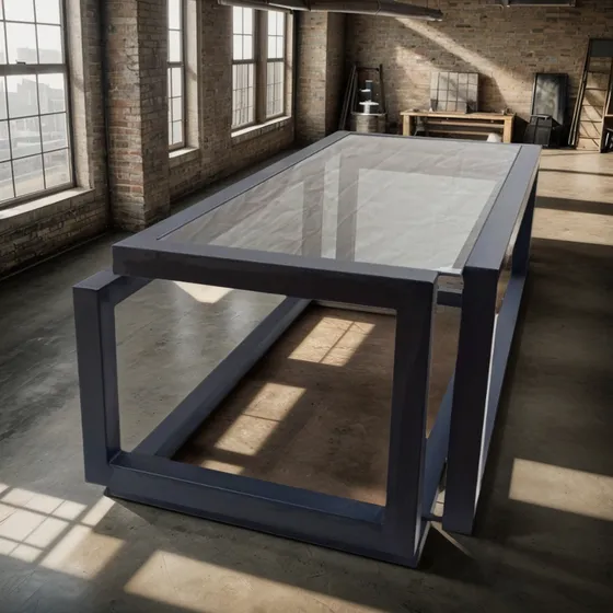 Mesa De Centro Cubo Infinito Acero Y Vidrio