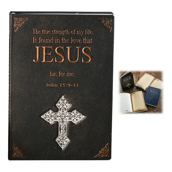 Cuaderno Diario De Cuero Con Cruz En Relieve 3d Para Regalos