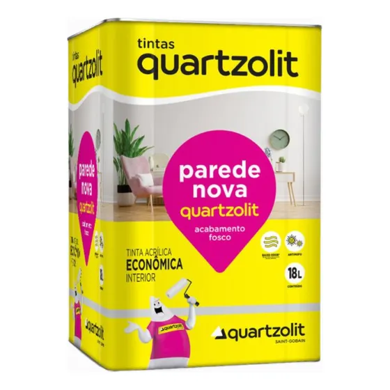 Tinta Quartzolit Parede Nova Econômica Anti Mofo 1 8 L Cores Acabamento Fosco Cor Branco Neve | Lt 18 L