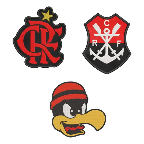 3 Patch Bordado Termocolante Escudo Flameng O Crf Urubu Remo