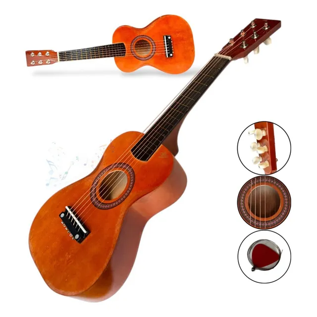 Violão Madeira Infantil Semi Profissional Cordas Aço Musical