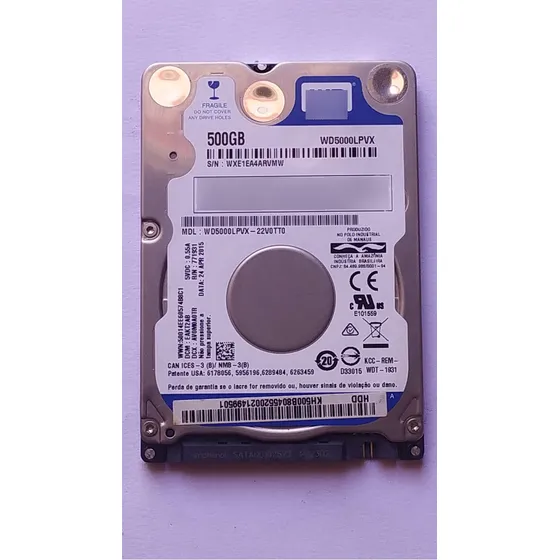 Hd Wd Blue Wd5000lpvx - 22v0tt0 [leia O Anúncio]