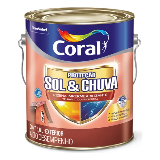Resina Impermeabilizante Sol E Chuva Verm. Óxido 3,6l Coral