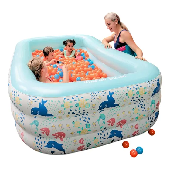 Alberca Inflable Familiar Piscina Para Niños Rectangular 210 Color Azul Marino