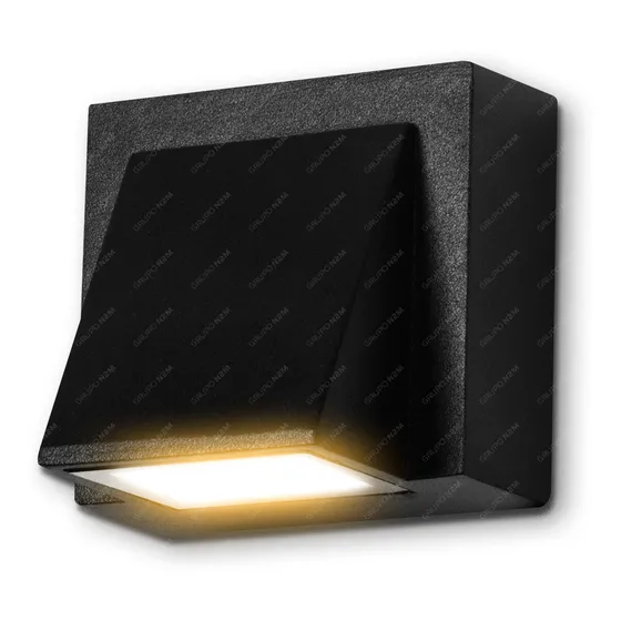 Aplique Led Pared 3w Calido Exterior Friday Diseño Pasillo Color Negro