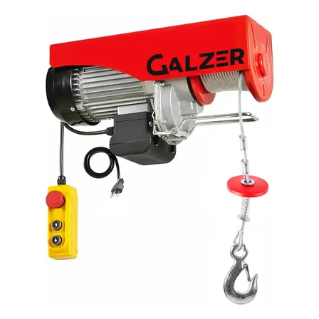 Talha Elétrica 1200kg Elevação 12m 2200w Guincho Aço Vermelho 220v 1