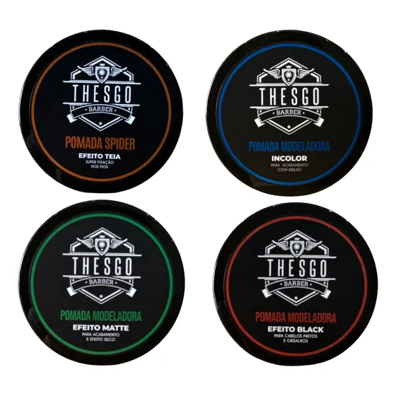 Kit 4 Pastas Modeladoras - Thesgo Barber 90g Cada