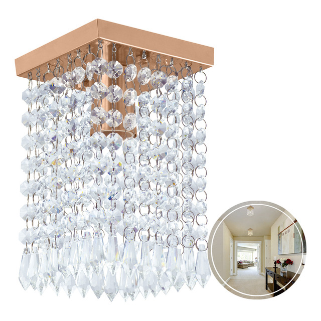 Lustre Clearcrilic Aurora De Cristal Acrilico Quadrado Cobre Lustre Clearcrilic Aurora De Cristal Acrilico Quadrado Cobre