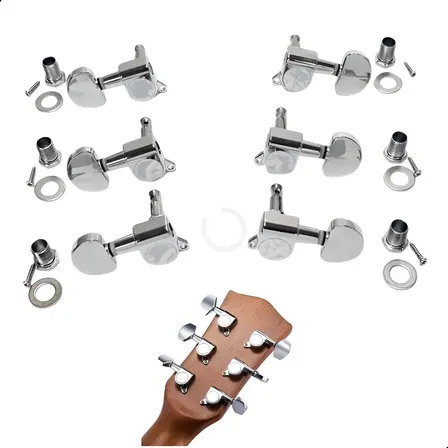 Tarraxas Tarrachas Violão Blindada Cromada 3+3 Aço Prateado Bertô