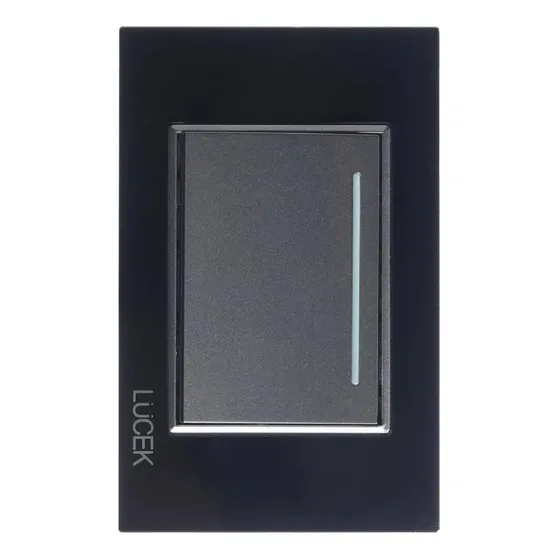 Placa Con 1 Interruptor De 3 Módulos Sencillo Negro Lucek