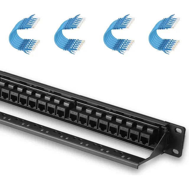 Panel De Conexión Cat6 De 24 Puertos Con Cables De 30 Cm