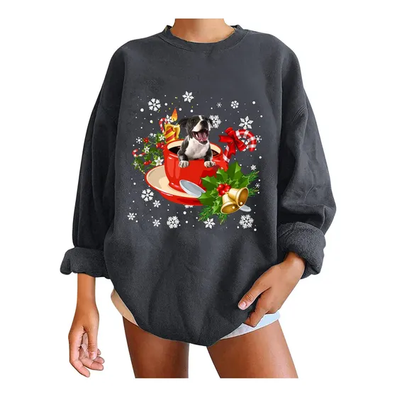 Sinpiling Sudadera Manga Larga Cuello Redondo Para Mujer