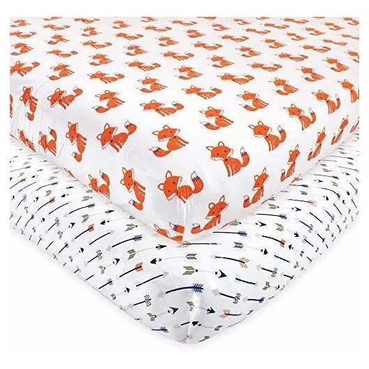 Sabana De Cuna Ajustada De Algodon Unisex Para Bebe Hudso
