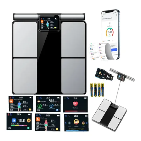 Balança Bioimpedância Digital 8 Eletrodos Smart App+tela Tft Preto 127/220v