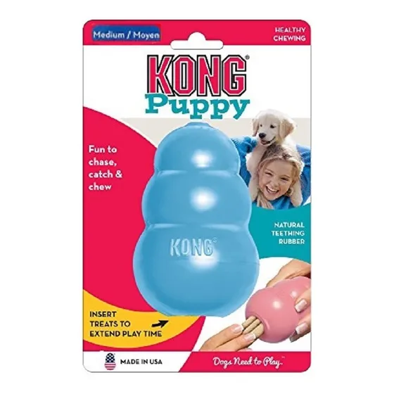 Brinquedo Rechear Cães Filhote Kong Puppy Medium Médio Azul