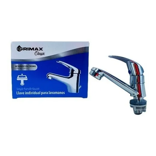 Llave Lavamano Individual Griferia Sencilla Cromada Metalica