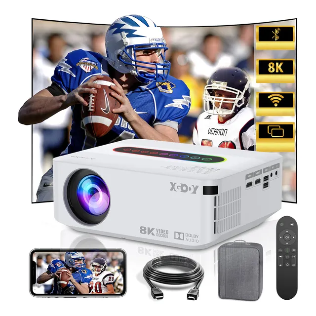 Proyector Profesional Inteligente Con Luz Rgb Xgody Android 5g Wifi 360 Asin Led Full Hd 1080p 15500 Lúmenes Violeta