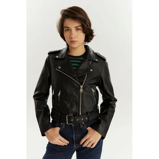 Campera Mujer Levis Lamb Touch Biker Jacket Black