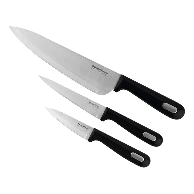 Set X3 Cuchillos Magefesa Acero Inox Mestre Pepino Color Plateado