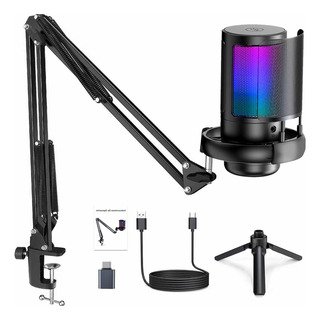Microfone Rgb Condensador Cardioid Usb Ampligame Com Tripé Microfone Rgb Condensador Cardioid Usb Ampligame Com Tripé