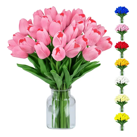Ramos De 20 Tulipanes Artificiales Flor Decoración Tulipan