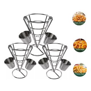 Cono Soporte Papas Fritas Y Botana Acero Inoxidable 3 Piezas Cono Soporte Papas Fritas Y Botana Acero Inoxidable 3 Piezas