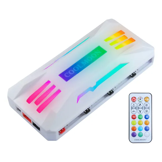 Controladora Coolmoon 5v 3 Pin Argb + 4 Pin Pwm Até 10 Fans