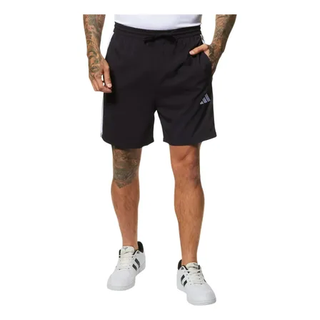 Short Masculino Casual Essential 3 Listras Chelsea adidas Black / White Liso Gg
