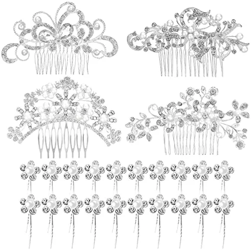 24 Piezas Peine Peluquería Peine Rhinestone Pins 6115w