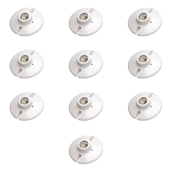 Pack 10 Portalamparas Argos Redonda 4 PuLG Ceramica Color Blanco