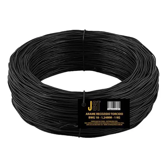 Arame Recozido Trançado - Bwg18 1,24mm - 1 Kg - Jst Cor Preto