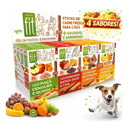 Kit 8 Spin Fit Petisco Saudável Para Cães Sabores Sortidos