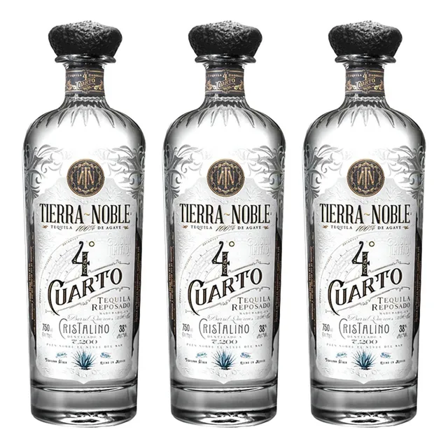 Pack 3 Tequila Cristalino Rep.100% Tierra Noble Cuarto 750ml