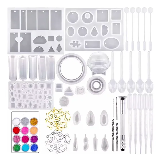 Set De Moldes De Resina, Instrumentos Y Glitter (94 Piezas)