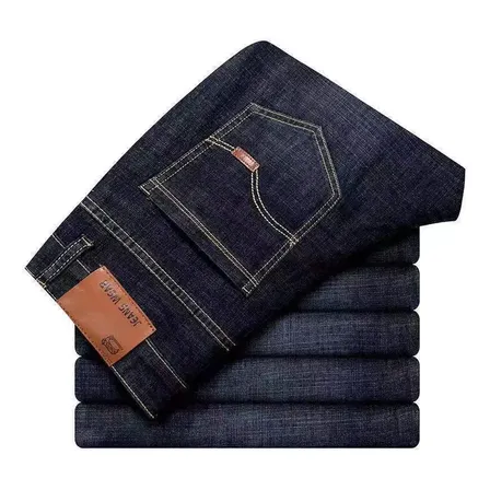 Calças Jeans Masculinas Elásticas De Cintura Alta Para Negóc Black Plain 33