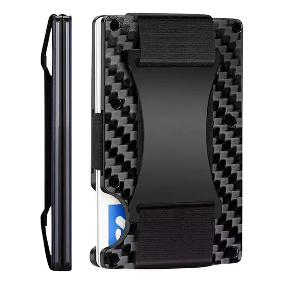Tarjetero Billetera Bloqueo Rfid Anti Clonacion Carbono