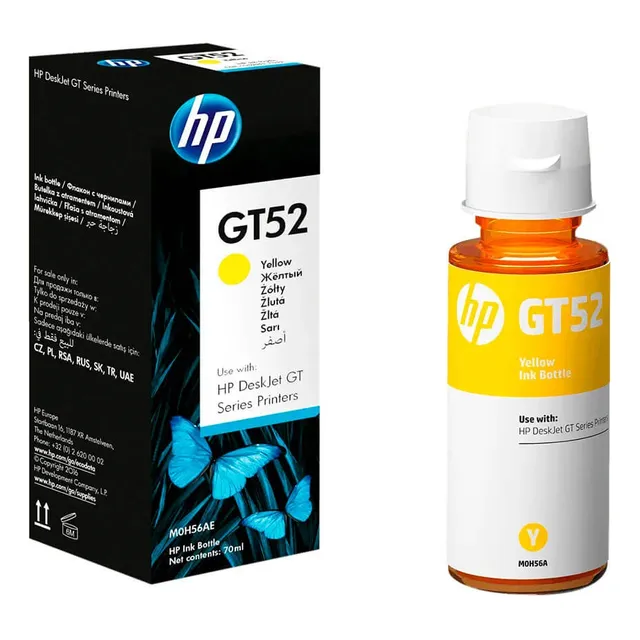 Botella De Tinta Hp Gt52 Amarilla Original 70ml
