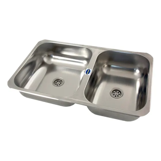 Pileta Doble Bacha Cocina 63x37x18 Cm Acero Inoxidable