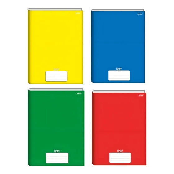 Kit 4 Cadernos Brochura Grande Capa Dura 96 Folhas Coloridos