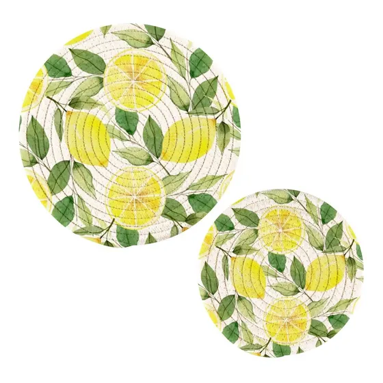 Ammao Juego 2 Agarradera Limon Amarillo Verano Hilo Cocina