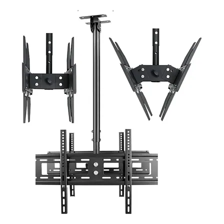 Suporte Teto Tv Duplo 60kg 2 Tvs 42 80 Pol Inclina Rotação Preto
