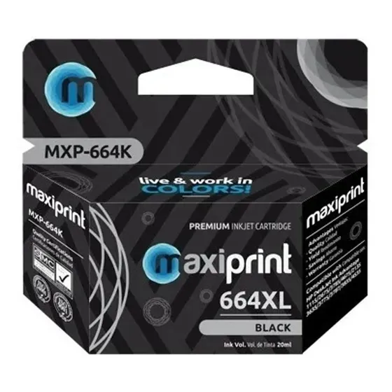 Cartucho Hp 664xl Negro Maxiprint 1115  2135 3635 4675 3835