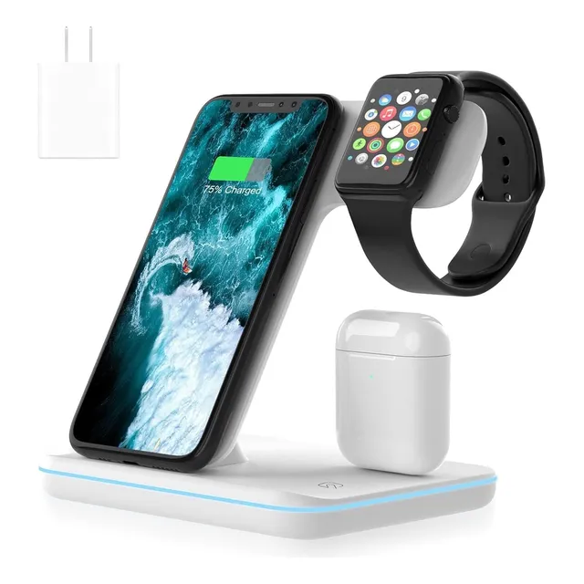 Cargador Inalámbrico 3 En 1 Para Apple Watch AirPods iPhone