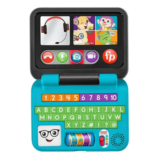 Laptop Computadora Para Chicos Infantil Fisher Price Color Celeste Con Negro