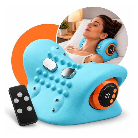 Almofada Massageadora Cervical Lecom 3 em 1 com EMS/TENS, Aquecimento e Vibração para Pescoço