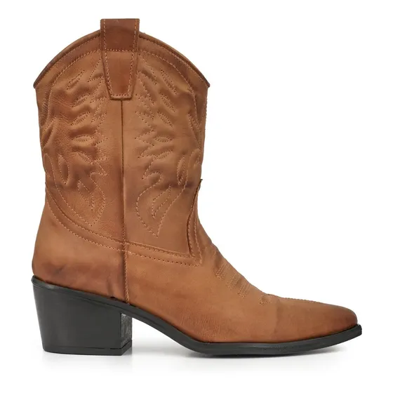 Bota Mujer Cuero Texanas Briganti Botinetas Bordadas Carrie