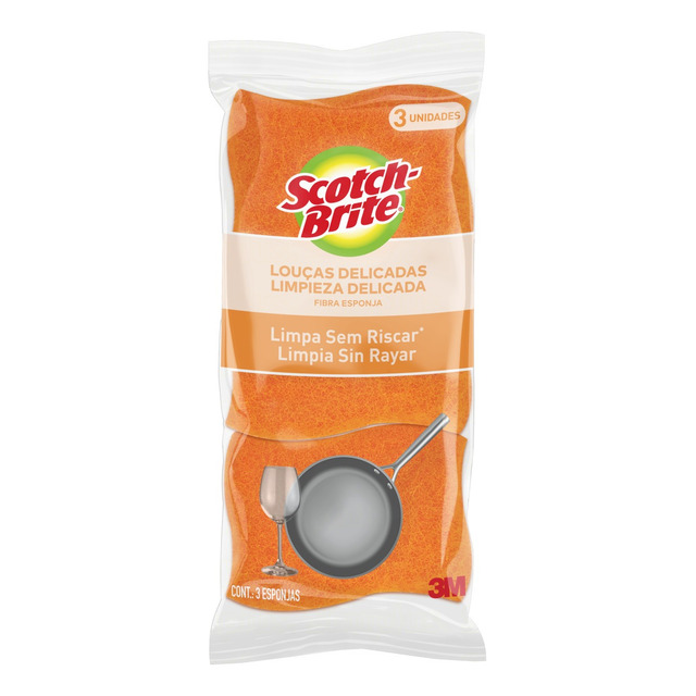 Esponja Scotch-brite Não Risca Limpeza Delicada De Fibra Sintética Laranja 3 U Pacote X 3 Esponja Scotch-brite Não Risca Limpeza Delicada De Fibra Sintética Laranja 3 U Pacote X 3